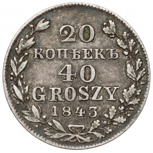 20 kopiejek = 40 groszy 1843 MW, Warszawa - b.rzadkie