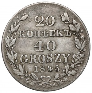 20 kopecks = 40 groschen 1845 MW, Varsovie - rare