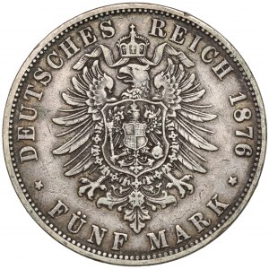 Hamburg, 5 marks 1876-J