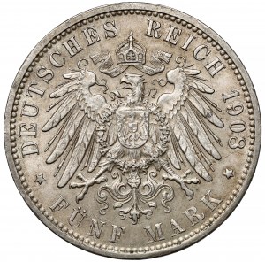 Hamburg, 5 marks 1908-J