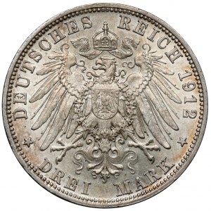 Bavaria, 3 marks 1912-D, Munich