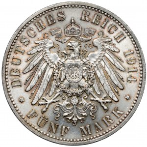 Saxony, 5 marks 1914-E, Muldenhütten
