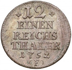 Prusse, Friedrich II, 1/12 thaler 1752-F, Magdebourg