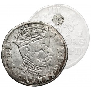 Stefan Batory, Trojak Wilno 1581 - LISTEK nad herbem - b.rzadki