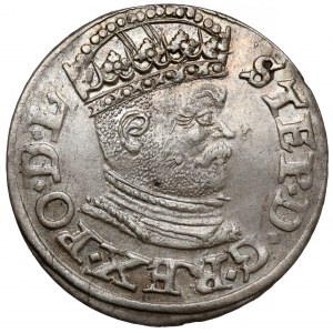 Stefan Batory, Trojak Ryga 1586 - mała głowa