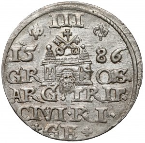 Stefan Batory, Trojak Riga 1586 - petite tête