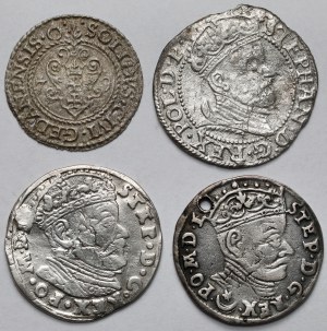 Stefan Batory, Sheląg, penny et trojaki - Gdańsk et Vilnius - set (4pcs)