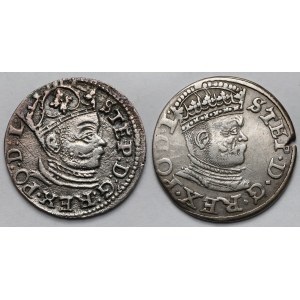 Stefan Batory, Trojak Ryga 1585-1586 - zestaw (2szt)