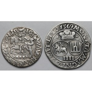 Zygmunt II August, Trojak Szyderczy 1565 i Czworak 1569 - zestaw (2szt)