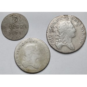Księstwo Warszawskie, 5 groszy, 1/6 i 1/3 talara 1811-1814 - zestaw (3szt)