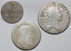 Duché de Varsovie, 5 groszy, 1/6 et 1/3 de thaler 1811-1814 - ensemble (3pcs)