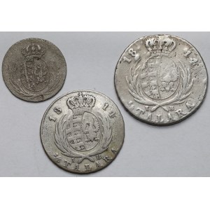 Księstwo Warszawskie, 5 groszy, 1/6 i 1/3 talara 1811-1814 - zestaw (3szt)