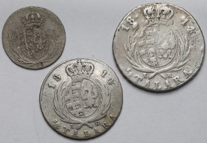 Duché de Varsovie, 5 groszy, 1/6 et 1/3 de thaler 1811-1814 - ensemble (3pcs)
