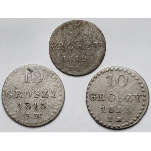 Księstwo Warszawskie, 5-10 groszy 1812-1813 - zestaw (3szt)