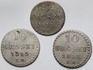 Duchy of Warsaw, 5-10 pennies 1812-1813 - set (3pcs)