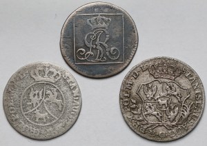 Poniatowski, Penny en argent, demi-doré et 6 pennies 1766-1789 - set (3pc)