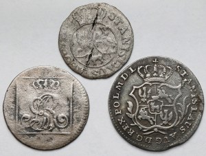 Poniatowski, Penny en argent, demi-doré et 6 pennies 1766-1794 - set (3pcs)