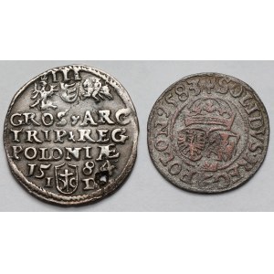 Stefan Batory, Szeląg Olkusz 1583 i Trojak Olkusz 1584 - zestaw (2szt)