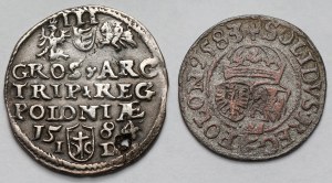 Stefan Batory, Sheląg Olkusz 1583 et Trojak Olkusz 1584 - set (2pcs)