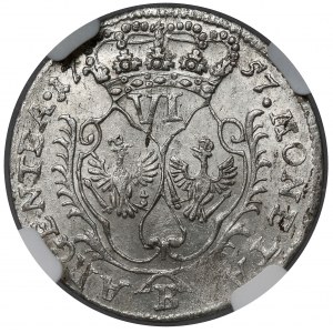 Śląsk, Fryderyk II Wielki, 6 groszy 1757-B, Wrocław