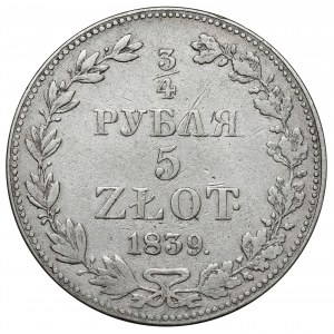 3/4 rubla = 5 złotych 1839 MW, Warszawa