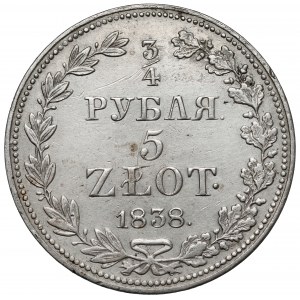 3/4 rubla = 5 złotych 1838 MW, Warszawa