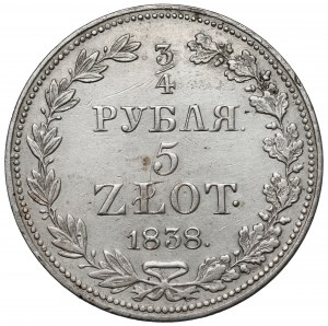 3/4 rouble = 5 zloty 1838 MW, Varsovie