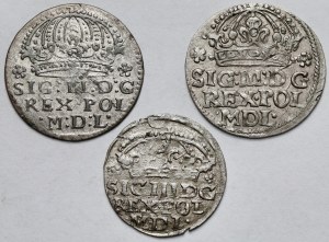 Sigismond III Vasa, Crown pennies 1610-1624 - set (3pcs)