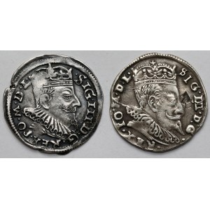 Zygmunt III Waza, Trojaki Wilno 1593 i 1596 - zestaw (2szt)