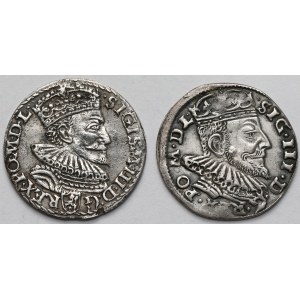 Zygmunt III Waza, Trojaki Malbork i Wilno 1593 - zestaw (2szt)