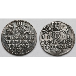 Zygmunt III Waza, Trojaki Malbork i Wilno 1593 - zestaw (2szt)