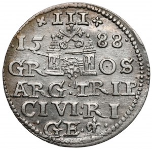 Zygmunt III Waza, Trojak Ryga 1588 - duża głowa