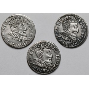 Zygmunt III Waza, Trojaki Ryga 1593-1596 - zestaw (3szt)