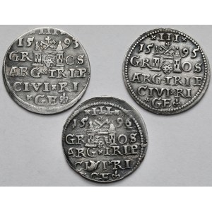 Zygmunt III Waza, Trojaki Ryga 1593-1596 - zestaw (3szt)