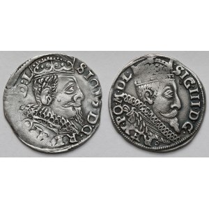Zygmunt III Waza, Trojaki Poznań i Bydgoszcz 1597 - zestaw (2szt)