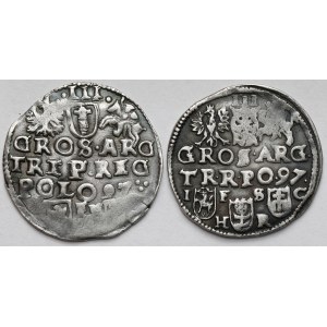 Zygmunt III Waza, Trojaki Poznań i Bydgoszcz 1597 - zestaw (2szt)