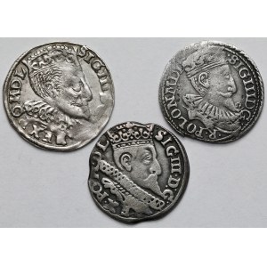 Zygmunt III Waza, Trojaki Bydgoszcz i Olkusz 1597 - zestaw (3szt)