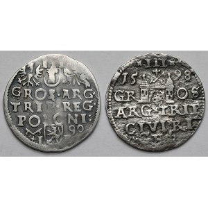 Zygmunt III Waza, Trojaki Poznań 1590 i Ryga 1598 - zestaw (2szt)