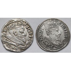 Zygmunt III Waza, Trojaki Poznań 1593 i Olkusz 1596 - zestaw (2szt)
