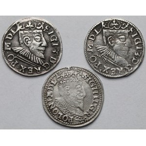 Zygmunt III Waza, Trojaki Poznań 1592 i Olkusz 1596 - zestaw (3szt)