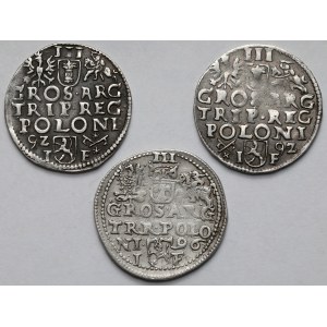 Zygmunt III Waza, Trojaki Poznań 1592 i Olkusz 1596 - zestaw (3szt)