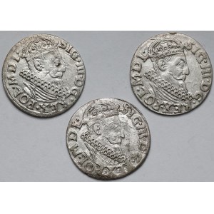 Zygmunt III Waza, Trojaki Kraków 1618-1621 - zestaw (3szt)