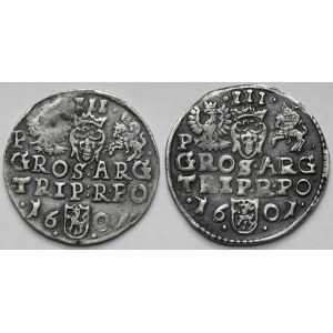 Zygmunt III Waza, Trojaki Poznań 1601 - zestaw (2szt)