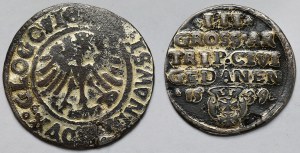 Sigismond Ier le Vieux, sou de Głogów 1506 et trojak de Gdańsk 1539 - set (2pcs)