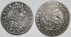 Jean II Casimir, Sixpences Cracovie 1661 et Lviv 1662 - set (2pcs)