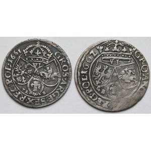 Jan II Kazimierz, Szóstaki Kraków 1661 i Lwów 1662 - zestaw (2szt)