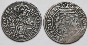 Jean II Casimir, Sixpences Cracovie 1661 et Lviv 1662 - set (2pcs)