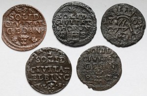Augustus III Sas, tessons de la ville 1754-1763 - y compris BROCKAGE - set (5pc)