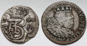 Augustus III Sas, Trojak et Sixpence Gdansk 1760-1761 REOE - set (2pcs)