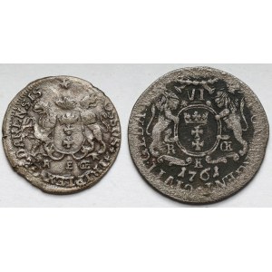 August III Sas, Trojak i Szóstak Gdańsk 1760-1761 REOE - zestaw (2szt)
